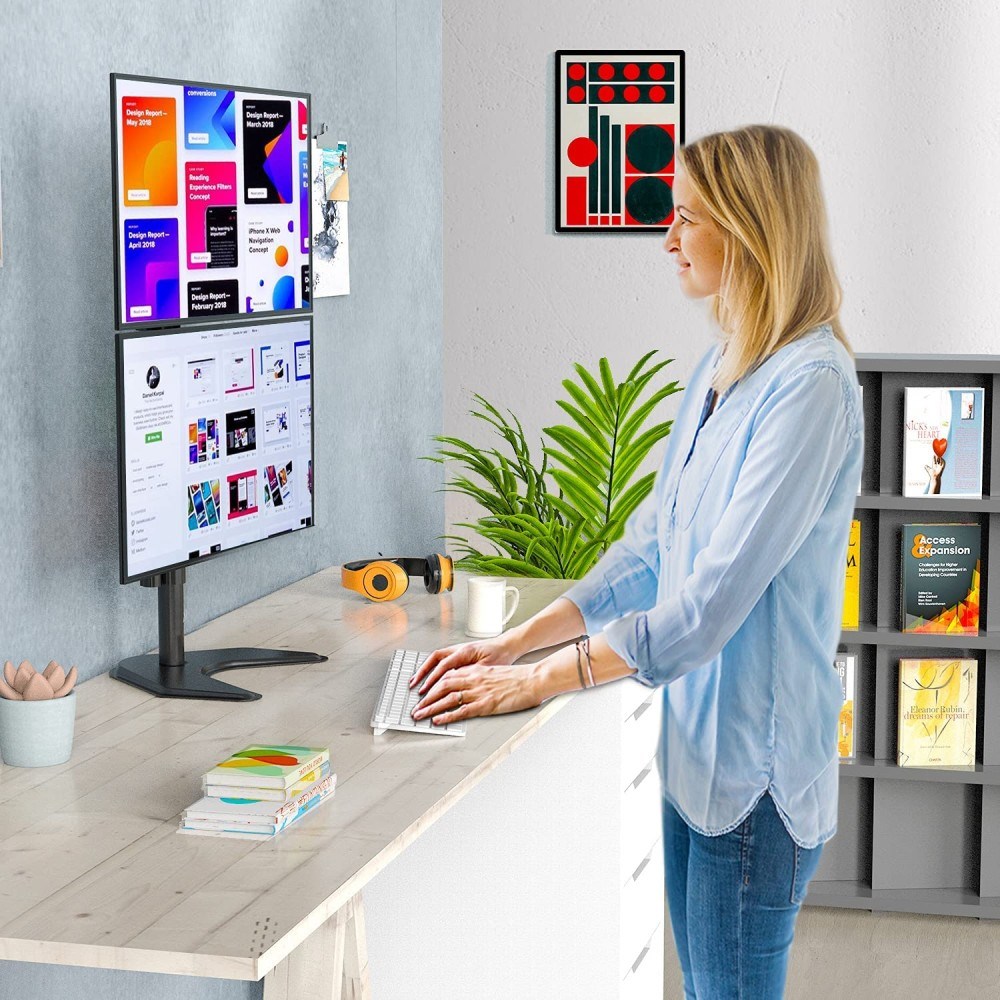 Mbajtëse tavoline për dy monitorë Techly, 13-27", 20kg, e zezë