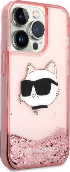Mbulesë telefoni Karl Lagerfeld KLHCP14LLNCHCP, për iPhone 14 Pro 6.1", hardcase, rozë me shkëlqim