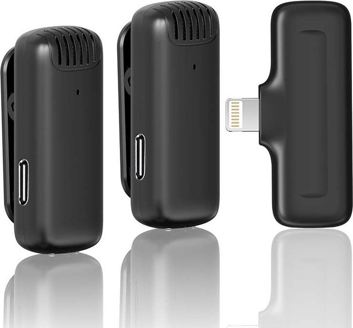 Mikrofon lavalier wireless Ulanzi J12, Lightning për iPhone, set me 2 mikrofonë, i zi