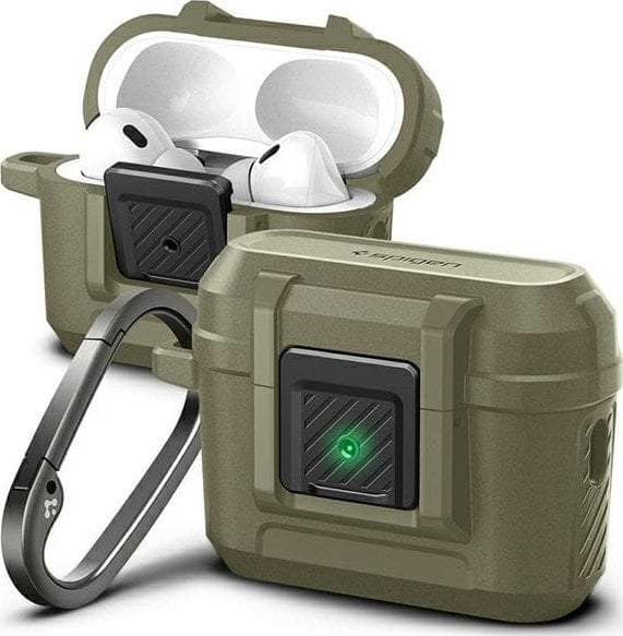 Mbështjellëse Spigen Lock Fit për Apple AirPods Pro 1 2, matte, khaki
