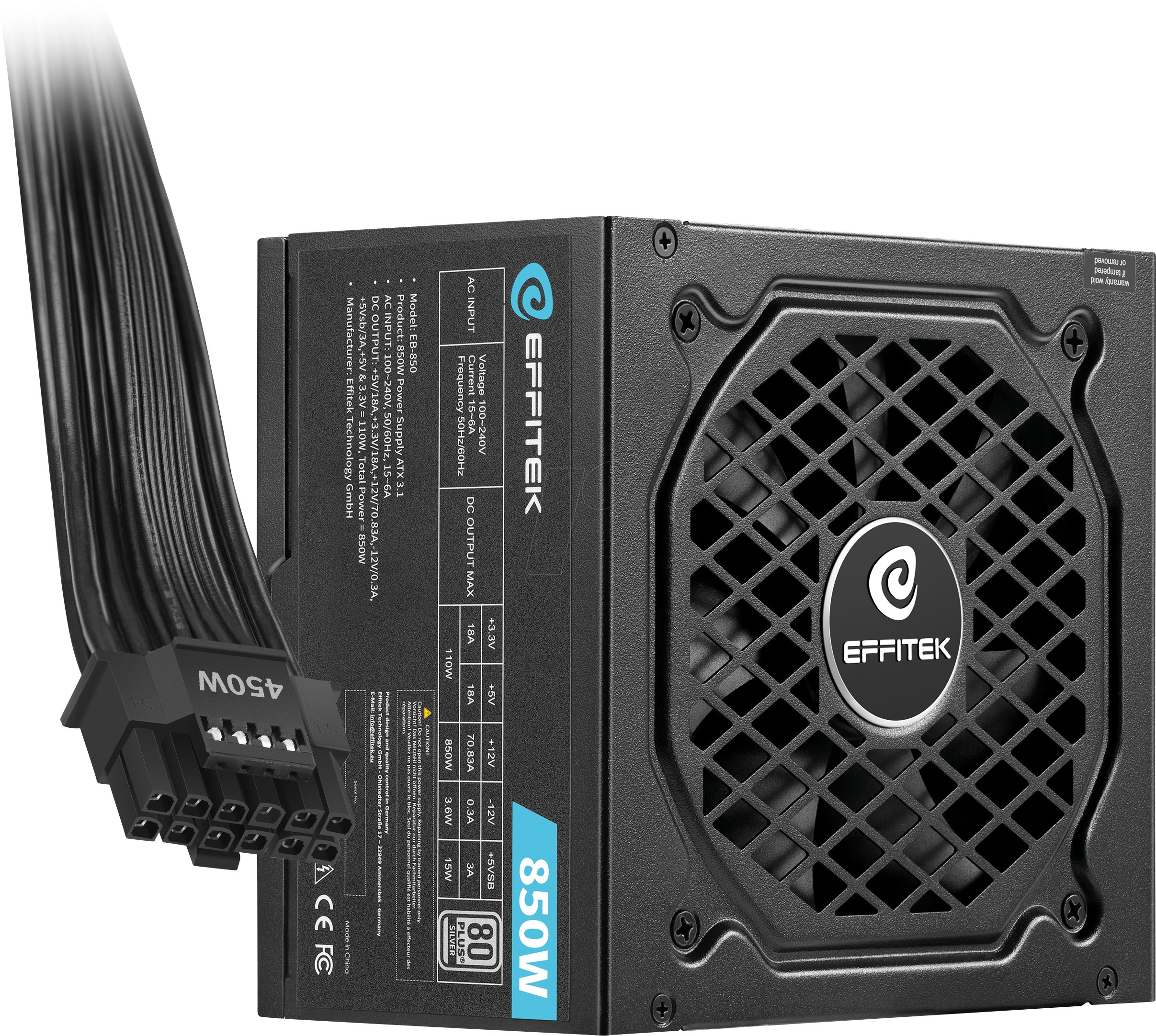 Furnizues energjie EFFITEK 850W Silver, ATX 3.1, PCIe 5.1