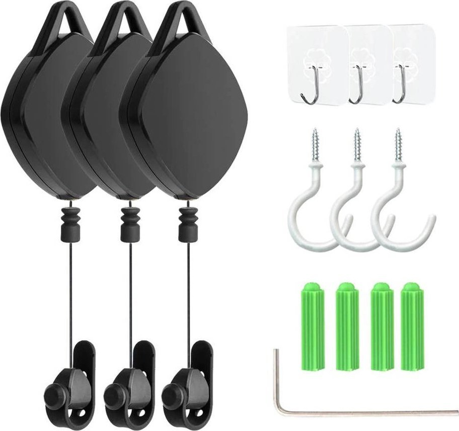 Set mbajtësish kabllo VR Strado, 3 copa, për tavan, i zi