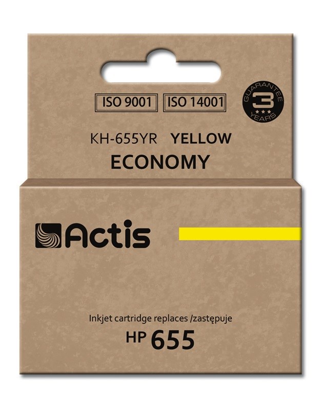 Ngjyrë për printer Actis KH-655YR (zëvendësim për HP 655 CZ112AE), 12 ml, e verdhë