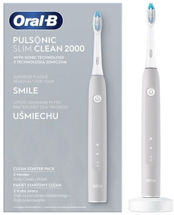 Brushë elektribe e dhëmbëve Oral-B Pulsonic Slim Clean 2000, e hirtë
