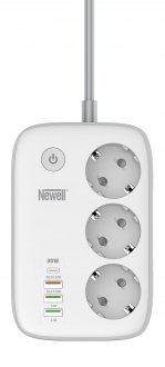 Shirit kontakti Newell Power Office WiFi, 3 presa 230V, 4 porta USB PD 30W QC 3.0, i bardhë