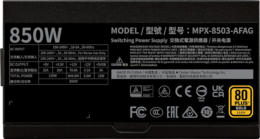 Furnizues energjie Cooler Master GX II Gold, 850W, 80 Plus Gold, i zi