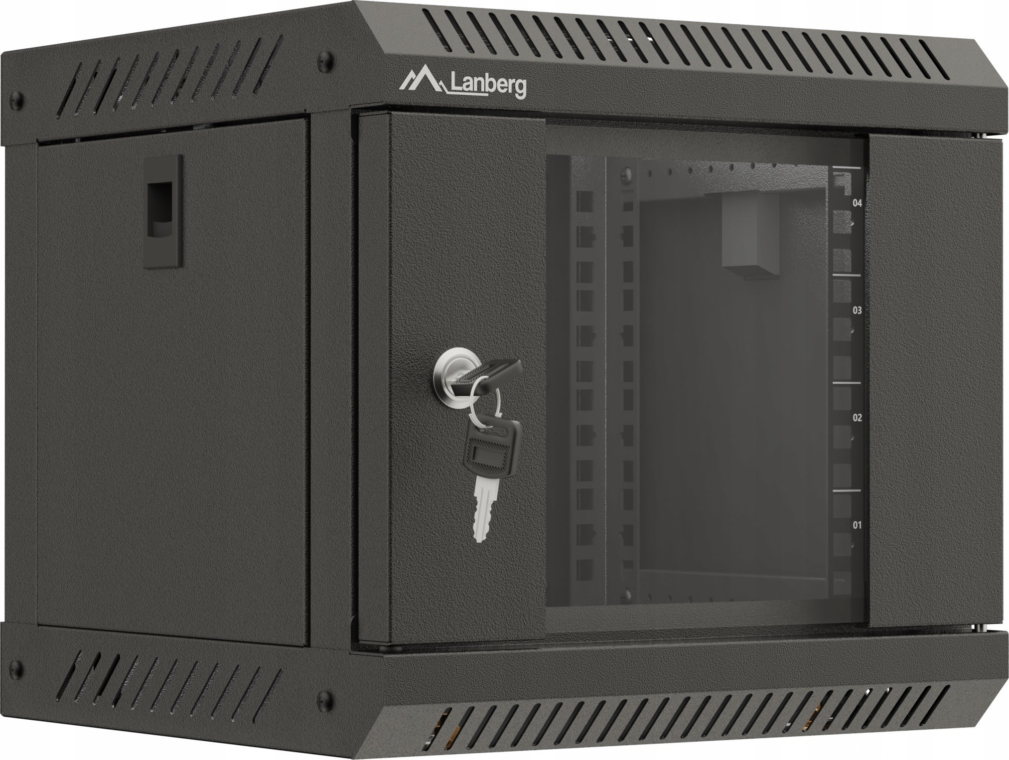 Kabinet rrjeti muror Lanberg WF11 6U, 300x300, derë xhami, i zi