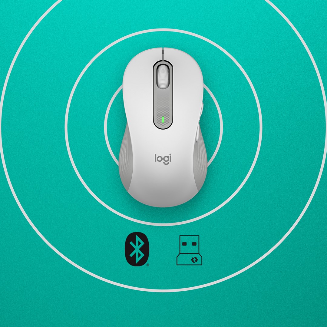 Maus Logitech Signature M650 L, RF Wireless + Bluetooth, i bardhë
