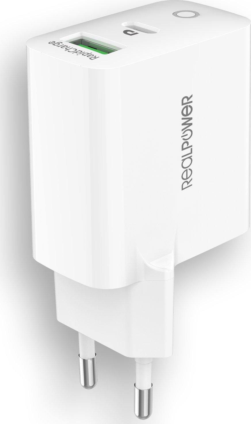 Полнач USB C RealPower PC-65, 65W, Power Delivery GaN, бел