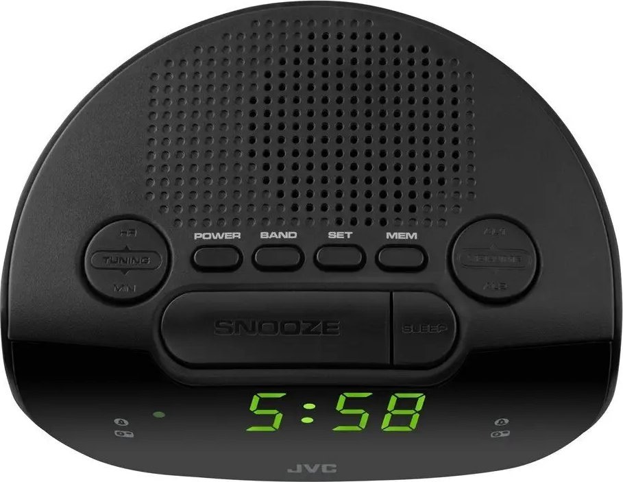 Radio alarm JVC RA-E111B, AM FM, projektim ore në mur, e zezë