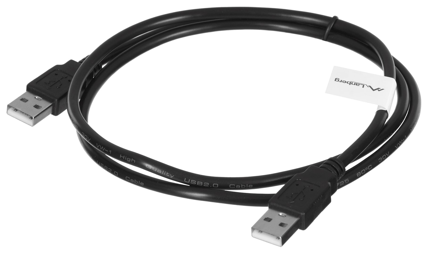 Kabllo Lanberg, USB-A / USB-A, 1 m, e zezë
