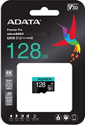 Kartë memorie ADATA Premier Pro, 128GB, MicroSDXC UHS I U3 V30 A2, me adapter SD