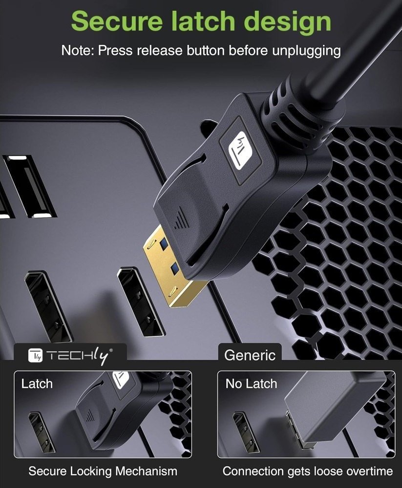 Kабел Techly DisplayPort 2.1, 4K, 3m, црн