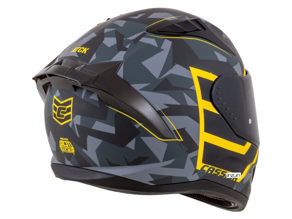 Kaskë moto CASSIDA Aero ATCK, integrale, ECE 22.06, gri kamuflazh e zezë e verdhë neon