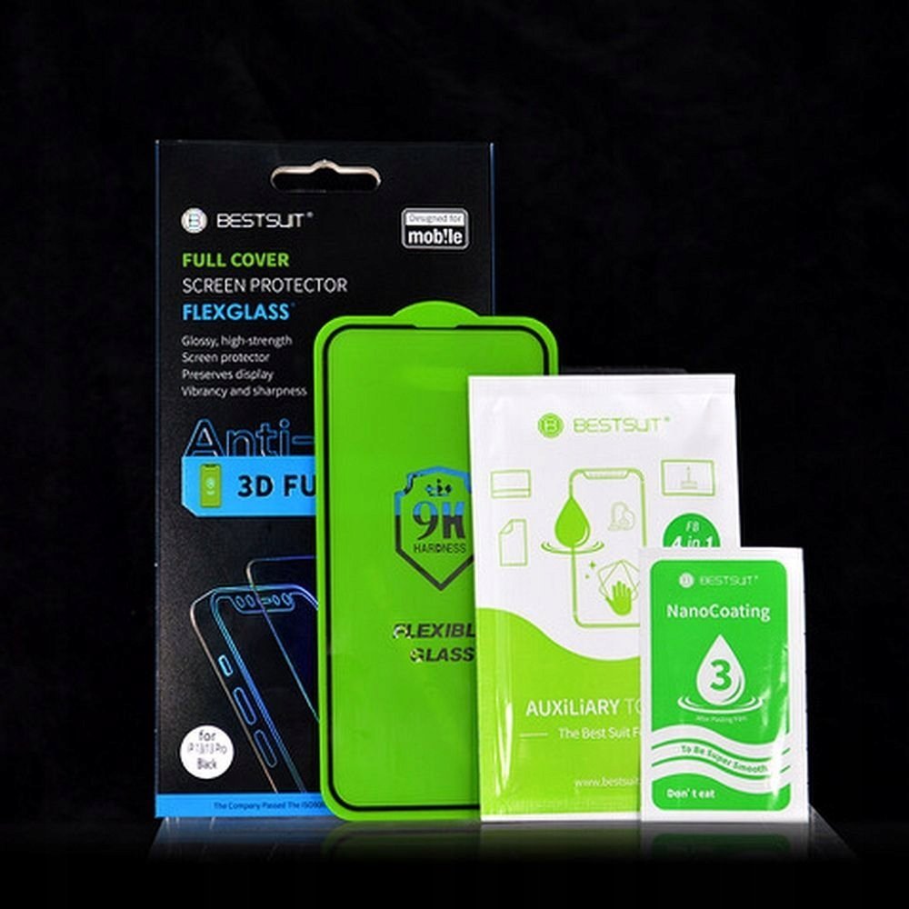 Заштитно стакло Bestsuit Hybrid Glass Flexible 5D Full Glue за iPhone 16 Pro Max, со црна рамка