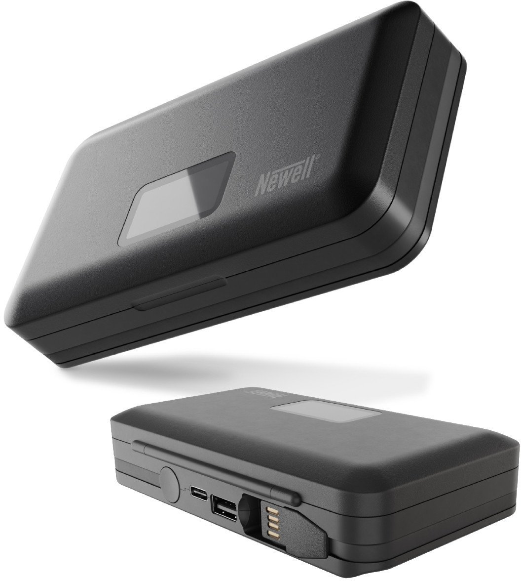 Karikues me powerbank Newell LCD, për Panasonic DMW BLK22, me lexues karte SD, i zi