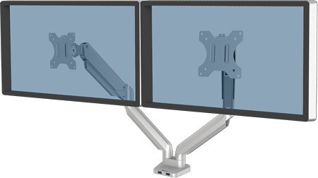 Krah tavoline për monitorë Fellowes Platinum Series Dual Monitor Arm, deri 32", 2 ekrane, gri