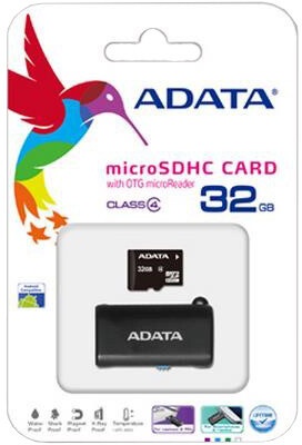 Kartë memorie A-Data micro SDHC Klasa 4 + lexuesh kartash OTG USB, 32 GB