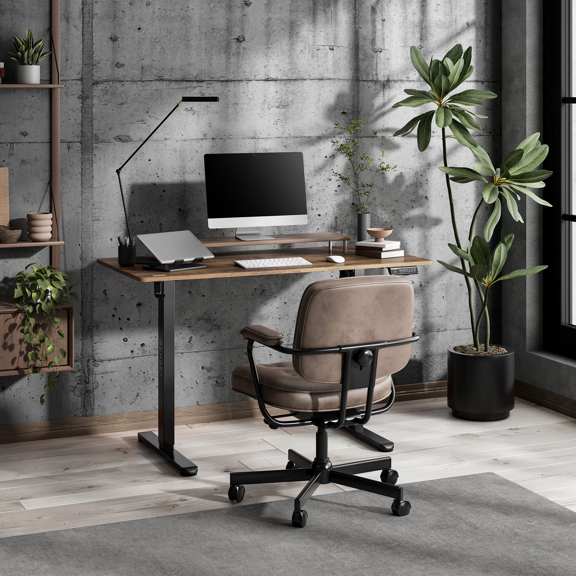 Tavolinë elektrike SENSE7 NOJO LIGHT, 120 cm x 60 x 118 cm, e kaftë e errët