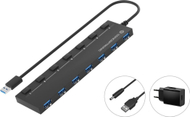 USB разводник LevelOne Conceptronic HUBBIES19BP, 7 порти, USB 3.0, со адаптер за напојување