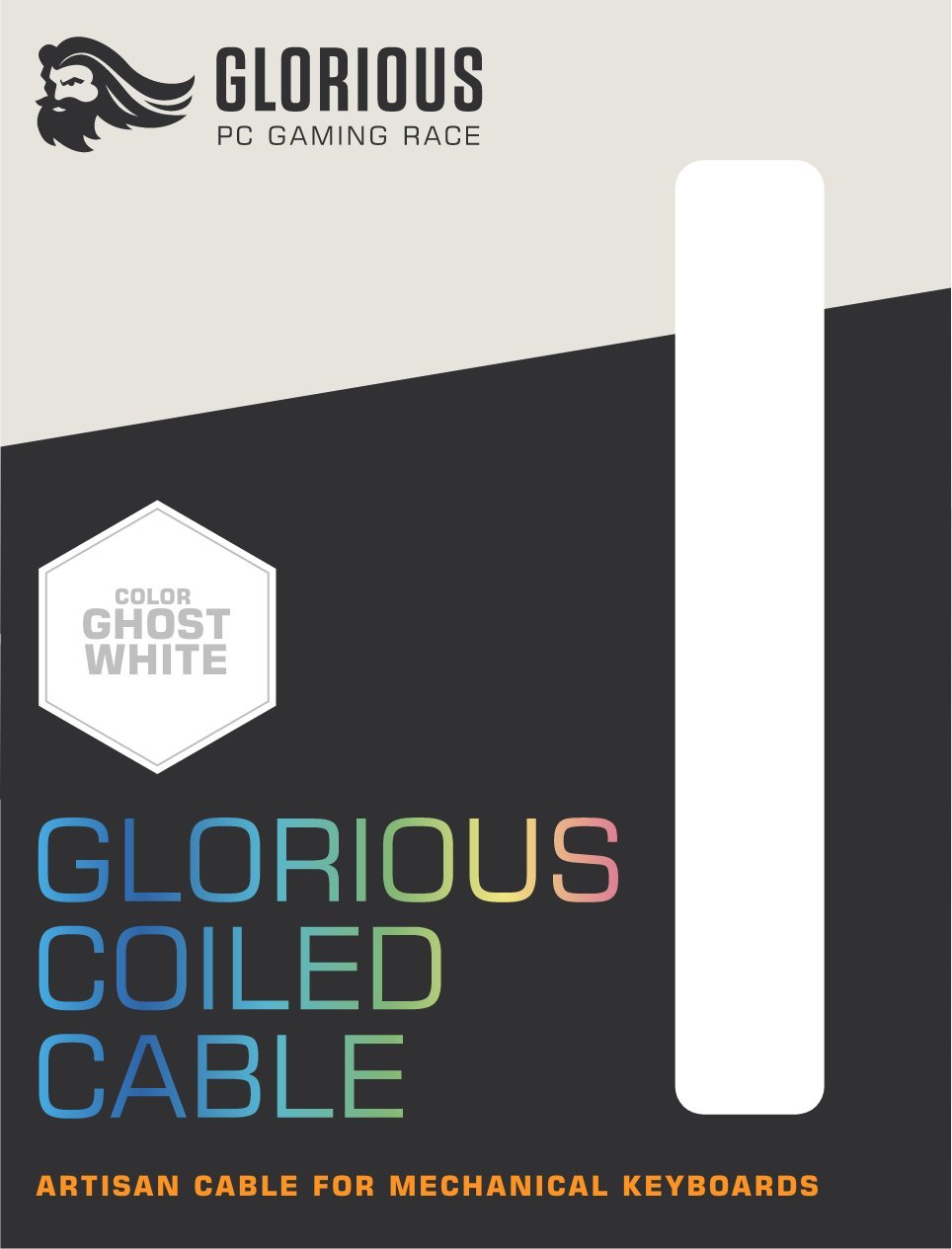 Kabllo USB Glorious GLO-CBL-COIL, USB-A në USB-C, 1.36 m, e bardhë