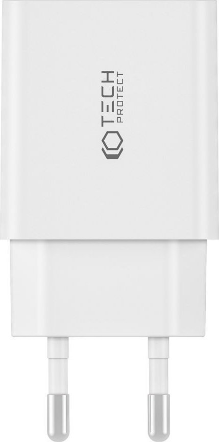 Полнач за мрежа Tech-Protect C35W, 2 порти USB-C PD 35W, со кабел USB-C 1m, бел