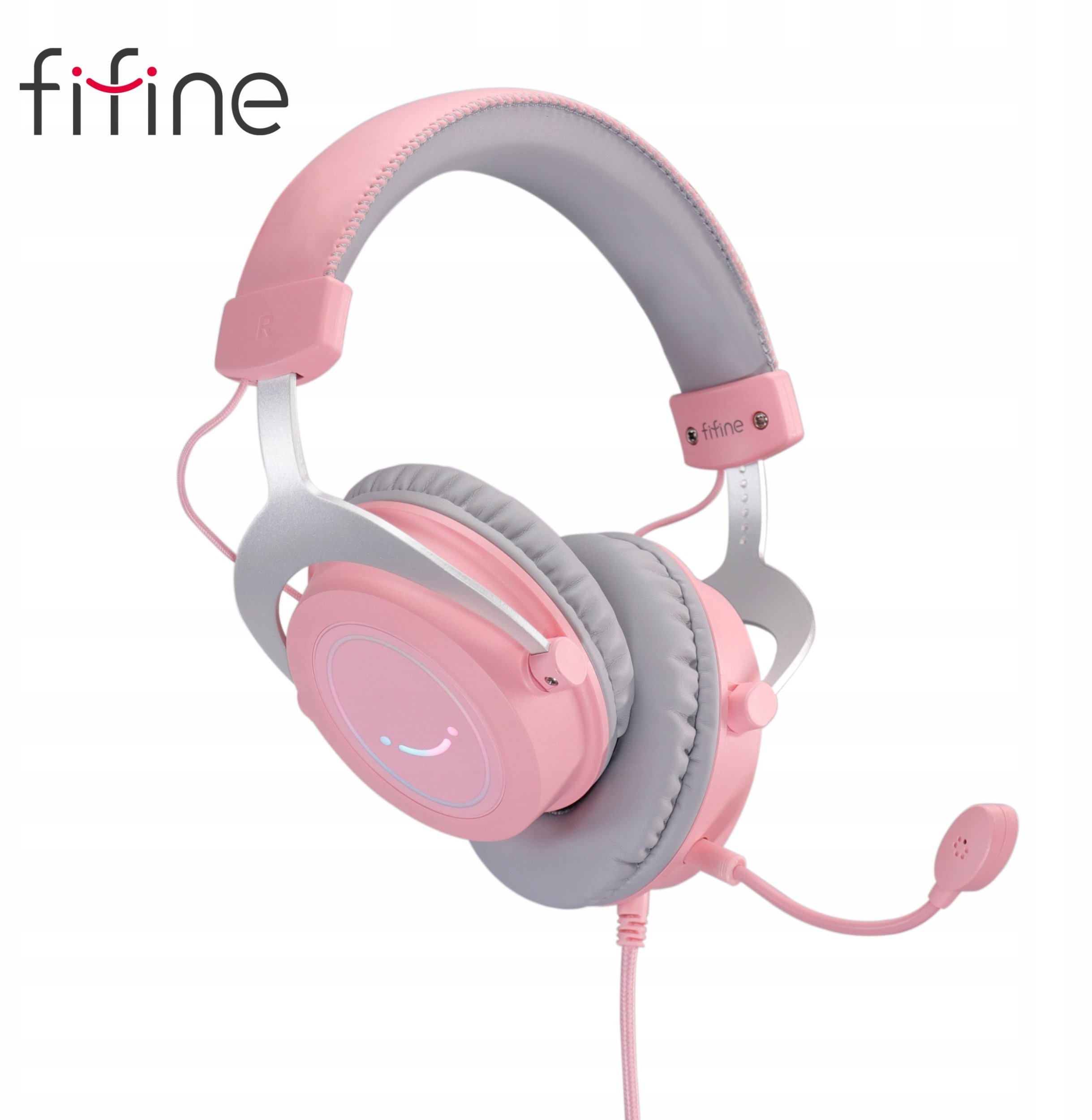 Kufje gaming Fifine AmpliGame H3P, 50mm, RGB, rozë