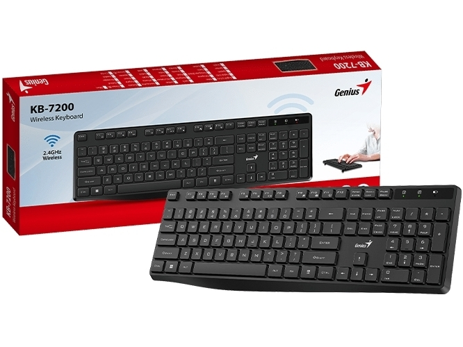 Tastierë Genius KB-7200, Wireless+USB, 2.4GHz, e zezë