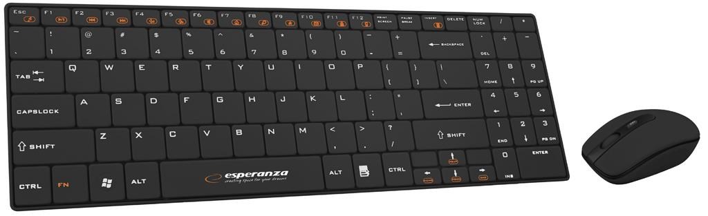 Set tastierë dhe maus Esperanza EK122K, Wireless, QWERTY, 2.4 GHz, e zezë