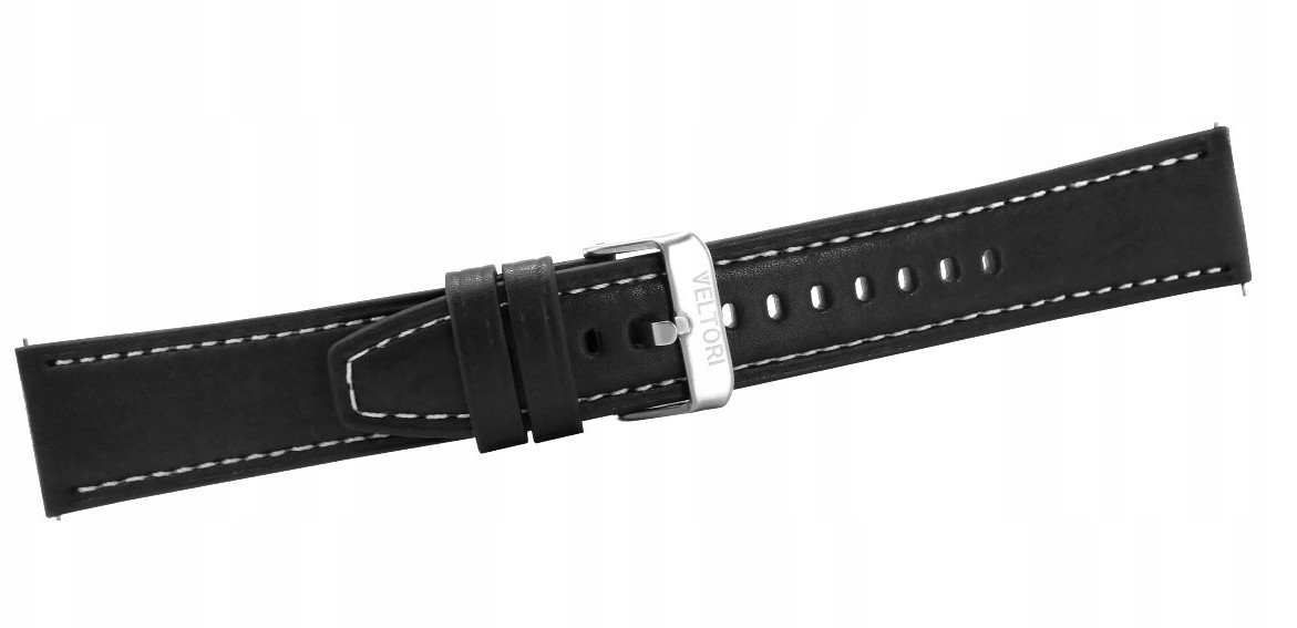 Rrip lëkure për orë, universal, lëkurë natyrale, kopëse metalike argjendi