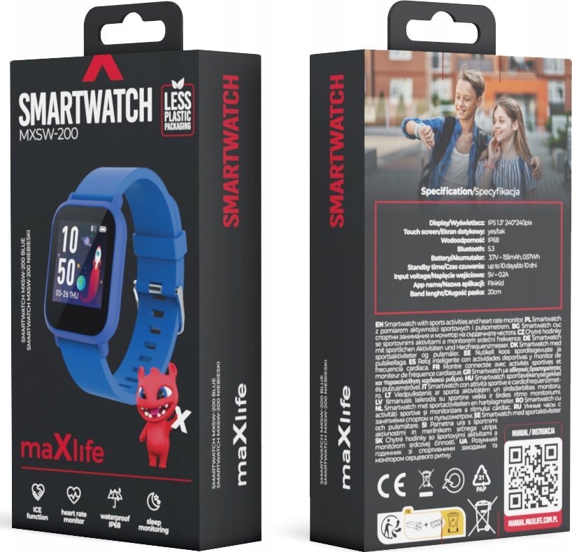 Orë inteligjente Maxlife MXSW-200, për fëmijë, IP68, blu