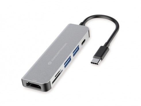 Dock USB C Conceptronic, HDMI, 2x USB A, SD TF, 100W PD, gri