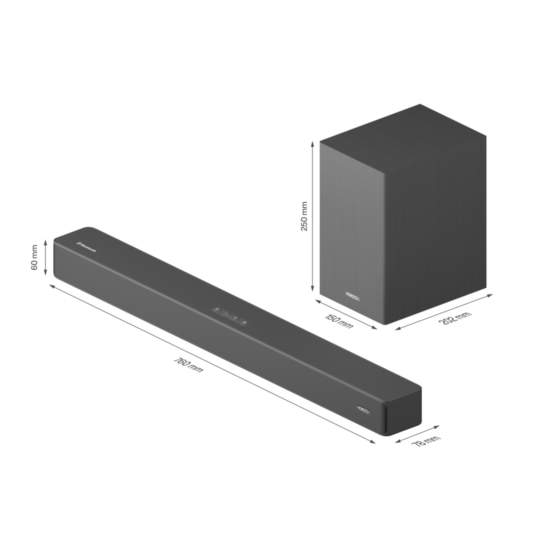 Soundbar Horizon HAV-S2630W, 110W, 2.1, gri titanium e errët