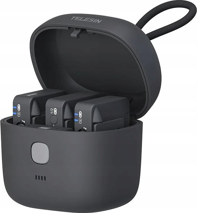 Полнач со надворешна батерија Telesin TE-WMB-001, за 3 безжични микрофони Rode Wireless GO GO II, 4000mAh, црн