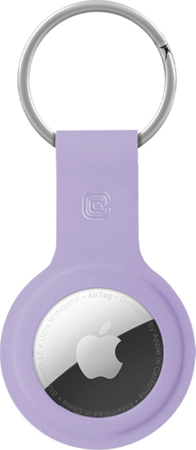 Mbajtëse çelësash Crong Keychain Silicone Case për Apple AirTag, silikon i lëngshëm, me unazë çelësash, vjollcë