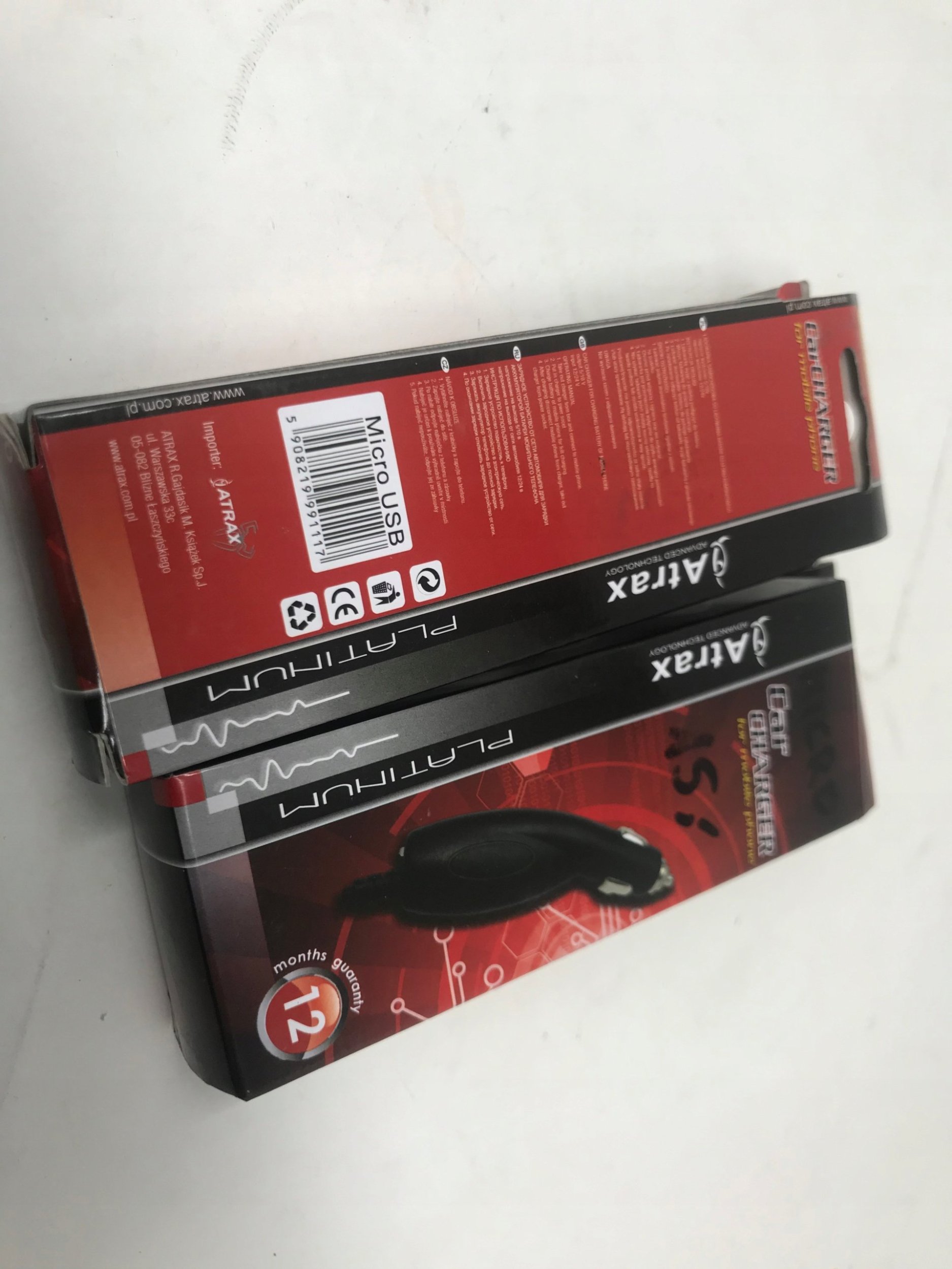 Полнач за автомобил ATX Platinum Premium, 12/24V, 1A, со кабел micro USB, црн