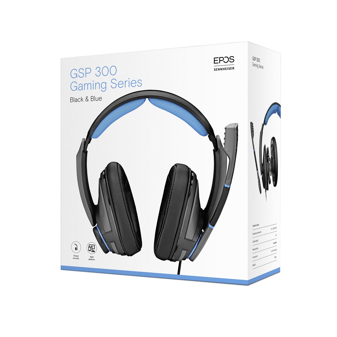 Kufje EPOS | Sennheiser GSP 300, 2m kabllo, 290g, të zeza/të kaltra