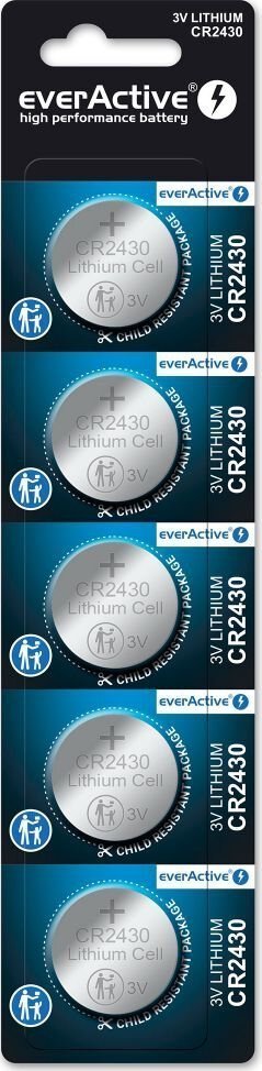 Bateri litium EverActive CR2430, 3V, paketim 5 copë