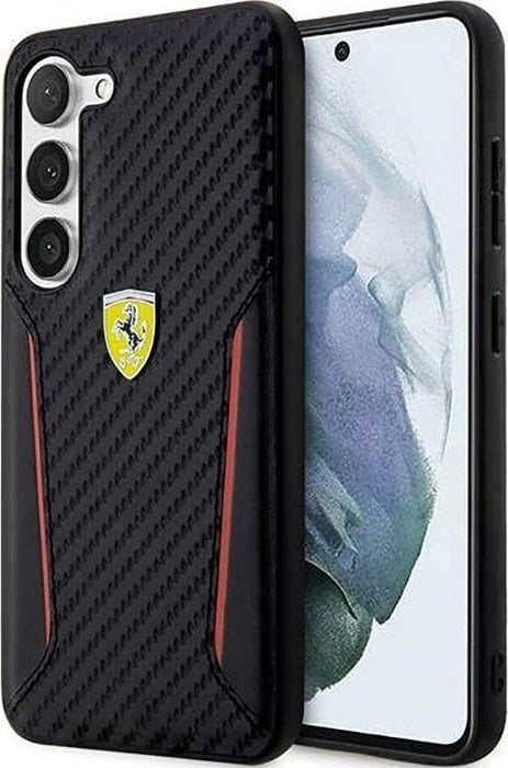 Maskë telefoni Ferrari Carbon Contrast Edges Samsung Galaxy S23 Plus, plastike, e zezë