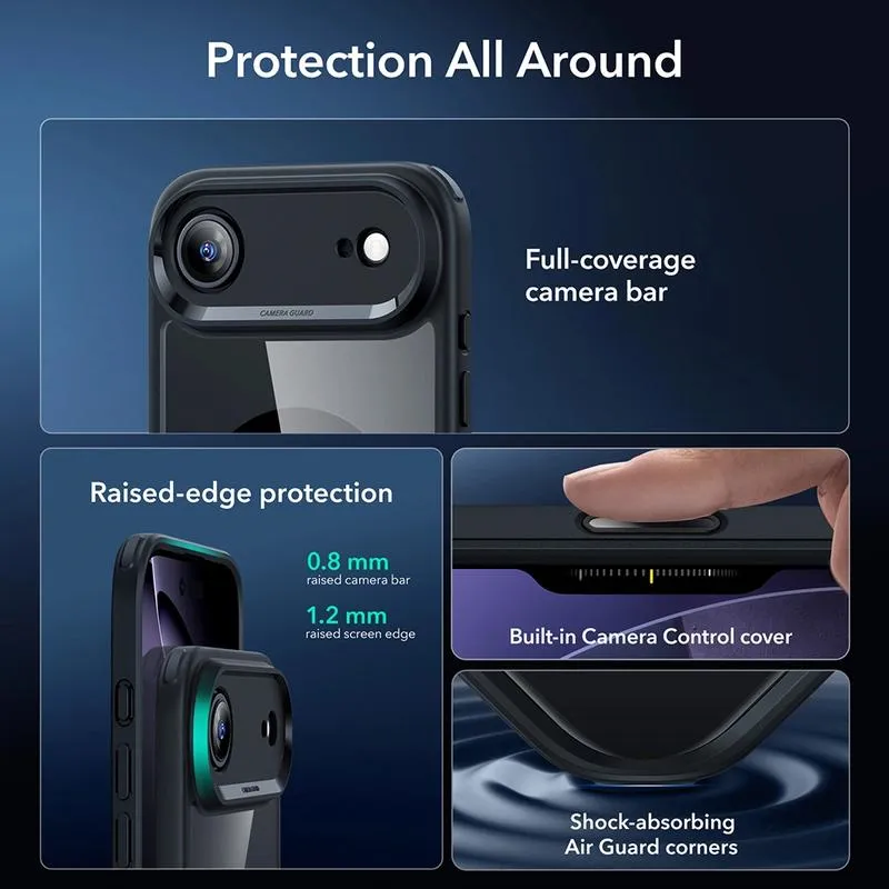 Set mbrojtëse ESR Classic Hybrid Magnetic (Camera Control) për iPhone Air, e zezë/transparente