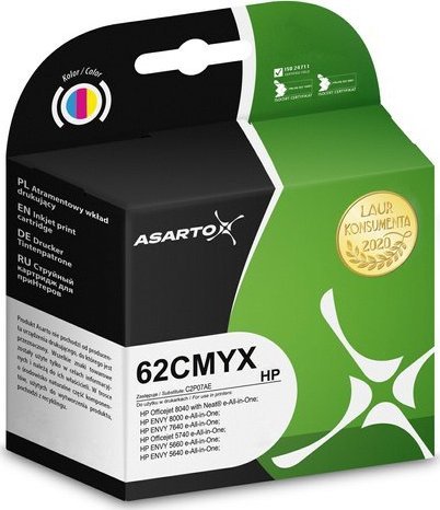 Bojë printeri Asarto për HP 62CMYX C2P07AE, 18ml, color