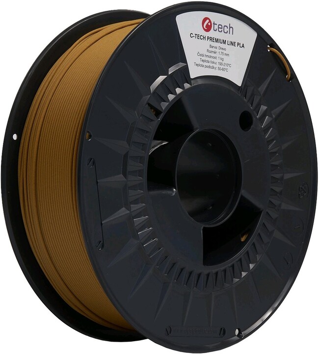 Shirit për printim 3D C-TECH PREMIUM LINE (filament) PLA 175mm, 1kg, kafe