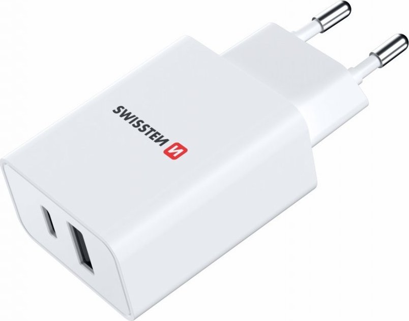 Karikues udhëtimi Swissten, 1x USB C, 1x USB A, 30W, i bardhë