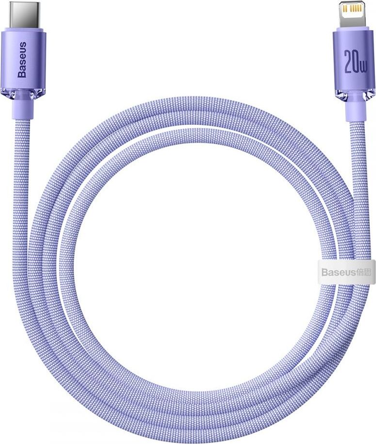 Кабел полнач Baseus USB C во Lightning, 1.2 m, 2.4A, виолетов