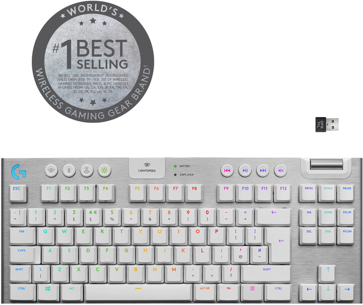 Tastierë Logitech G915 TKL Lightspeed, GL Tactile, US, e argjendtë