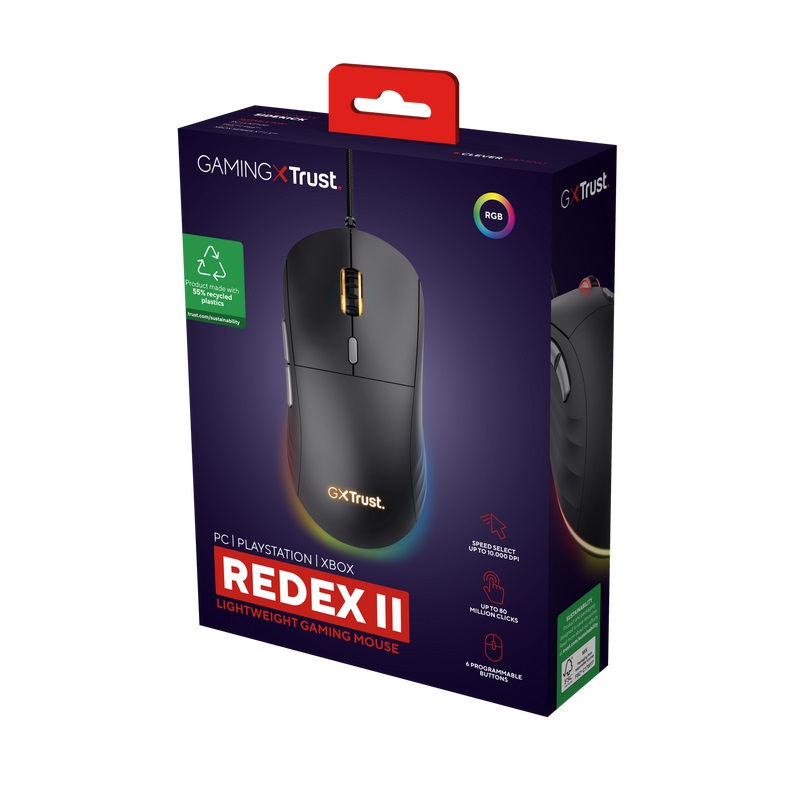 Maus Trust GXT 925 REDEX II, 10000 DPI, USB, i zi