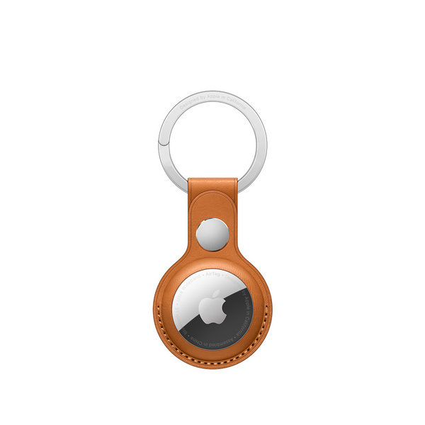 Apple AirTag Leather Key Ring, Golden Brown