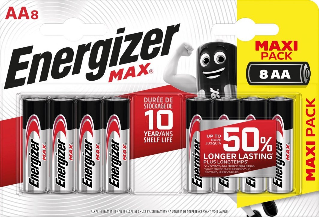 Bateri alkaline Energizer MAX AA LR6, 1.5V, set 8 copë