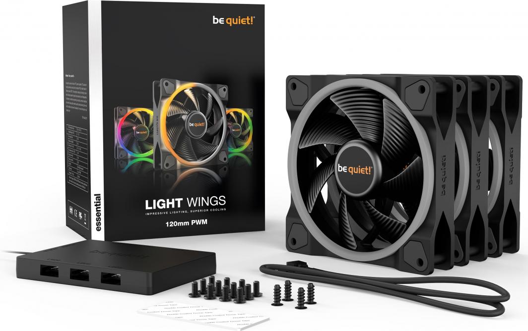 Ventilator kase be quiet! Light Wings 120mm PWM BL076, set 3 copë, ARGB, i zi