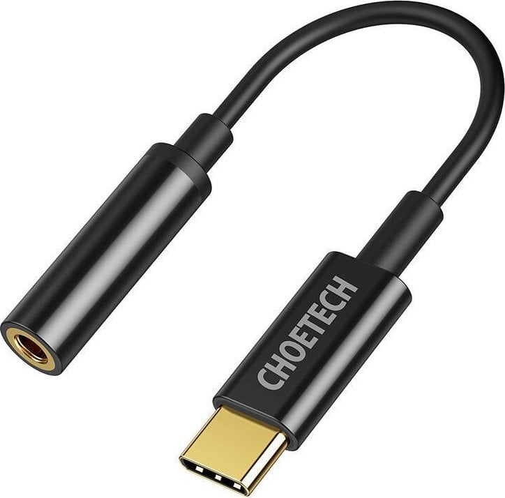Adapter audio Choetech AUX003 USB C në 3.5mm, DAC, i zi